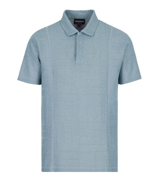Cotton Jersey Polo Shirt with Jacquard Pattern picture 1