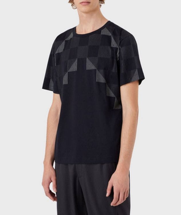 Cotton-jersey T-shirt with Geometric Pattern picture 2