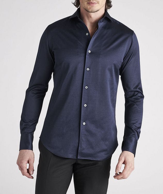 Contemporary-Fit Herringbone Jersey Cotton Shirt picture 3
