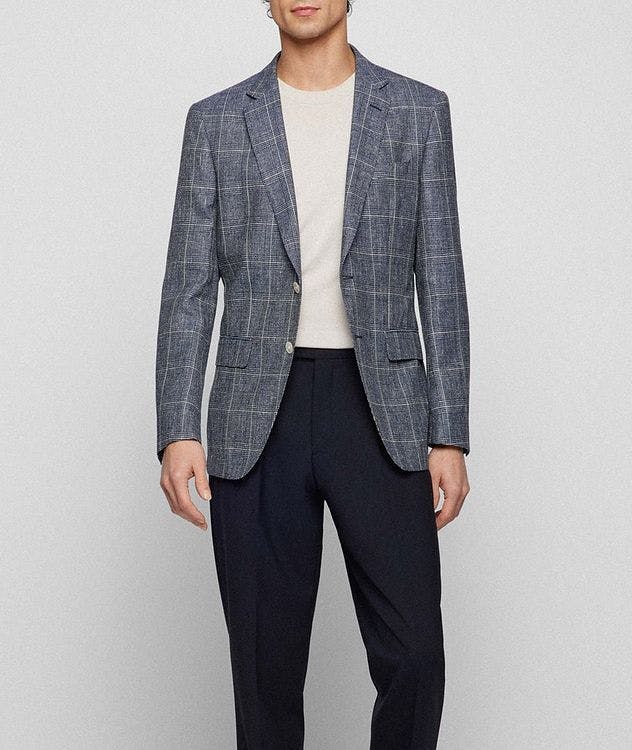 Slim-Fit Wool Linen Check Sports Jacket picture 2
