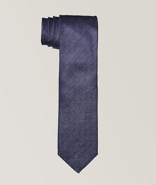 Herringbone Pattern Silk-Linen Tie picture 1