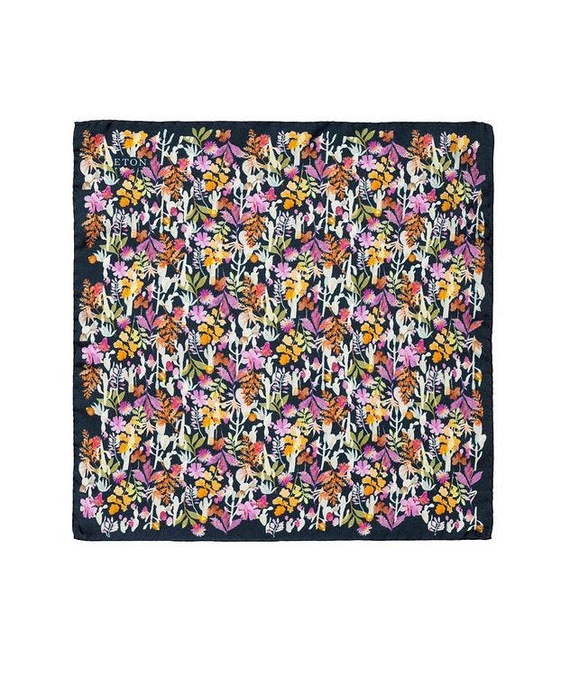 Mouchoir de poche en soie à motif floral picture 1