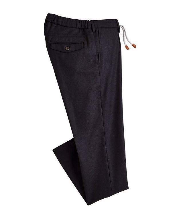 Pleated Drawstring Wool-Blend Flannel Pants picture 1