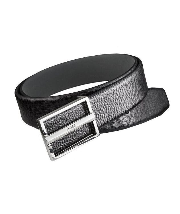 Printed Leather Polished Logo Buckle Belt picture 1