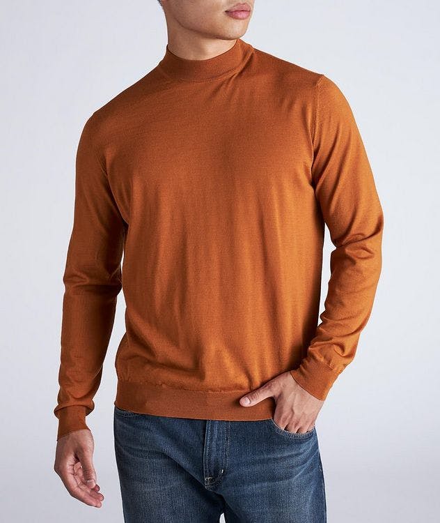 Long-Sleeve Merino Wool Mock Neck Sweater picture 2