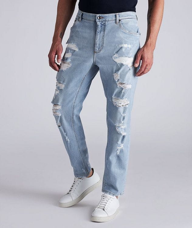 Loose-Fit Stretch-Cotton Distressed Jeans picture 3