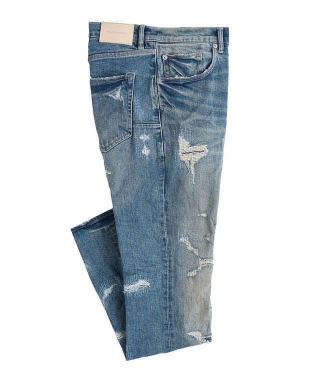 P001 Light Indigo Distressed Skinny Jeans picture 1