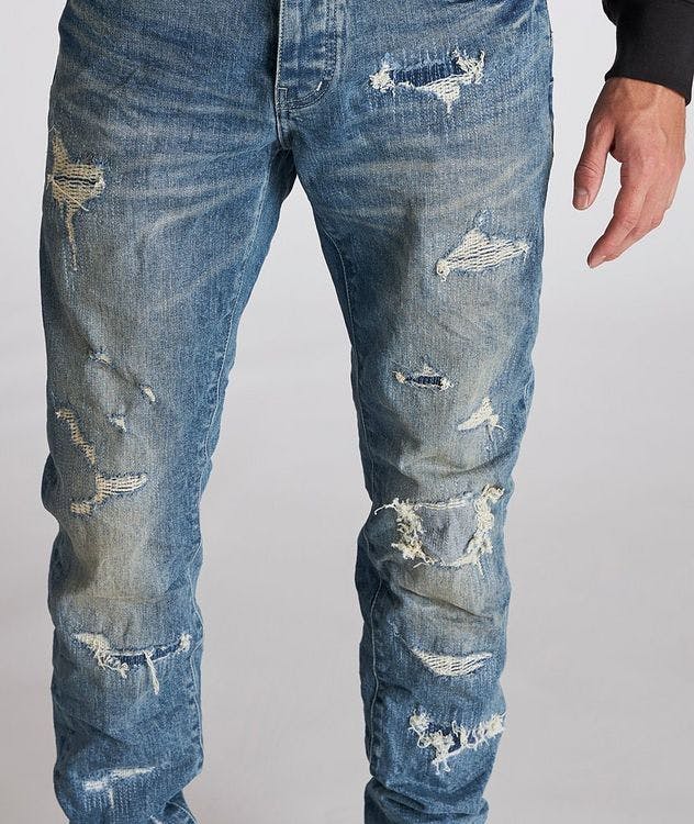 P001 Light Indigo Distressed Skinny Jeans picture 5