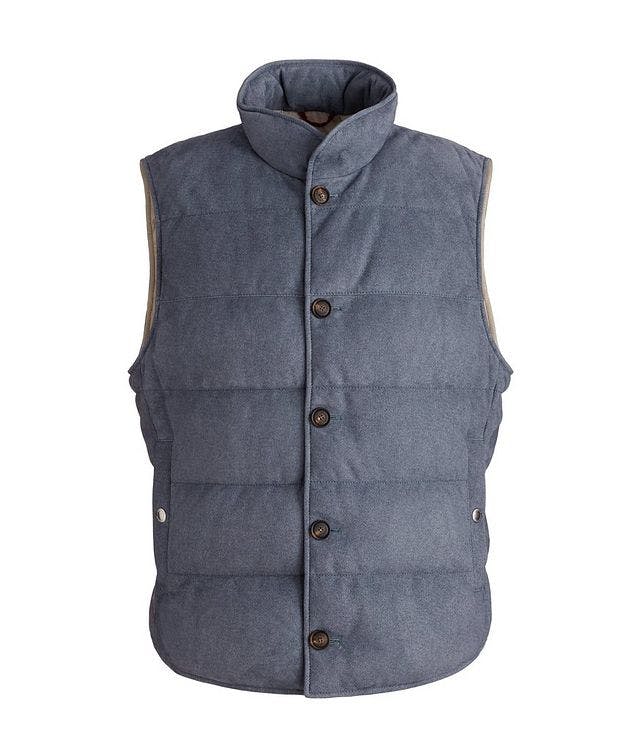 Suede Printed Twill Down Vest picture 1