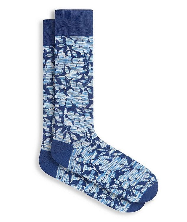 Floral Marbled Printed Stretch-Cotton Socks picture 1