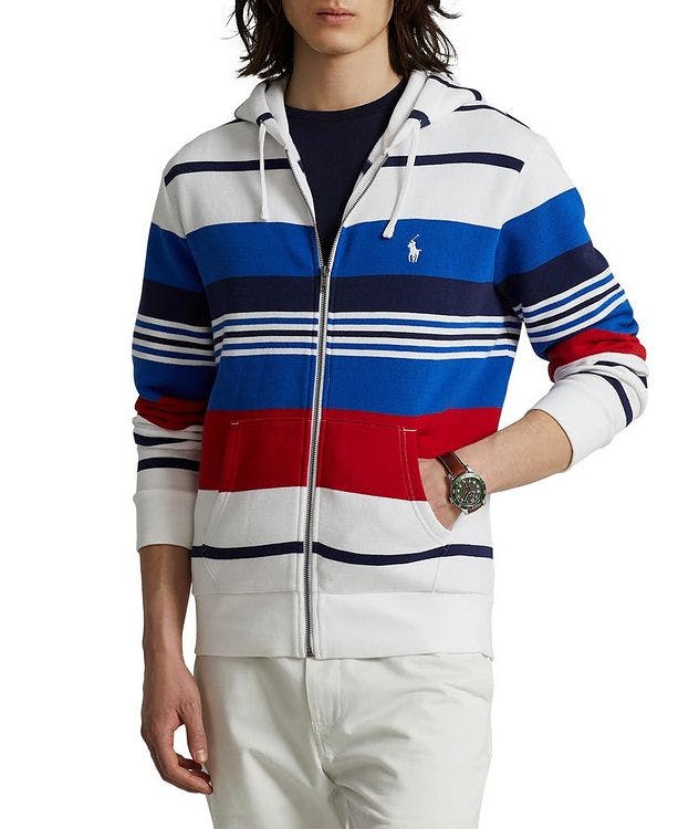 Striped Cotton-Blend Full-Zip Drawstring Hoodie picture 2