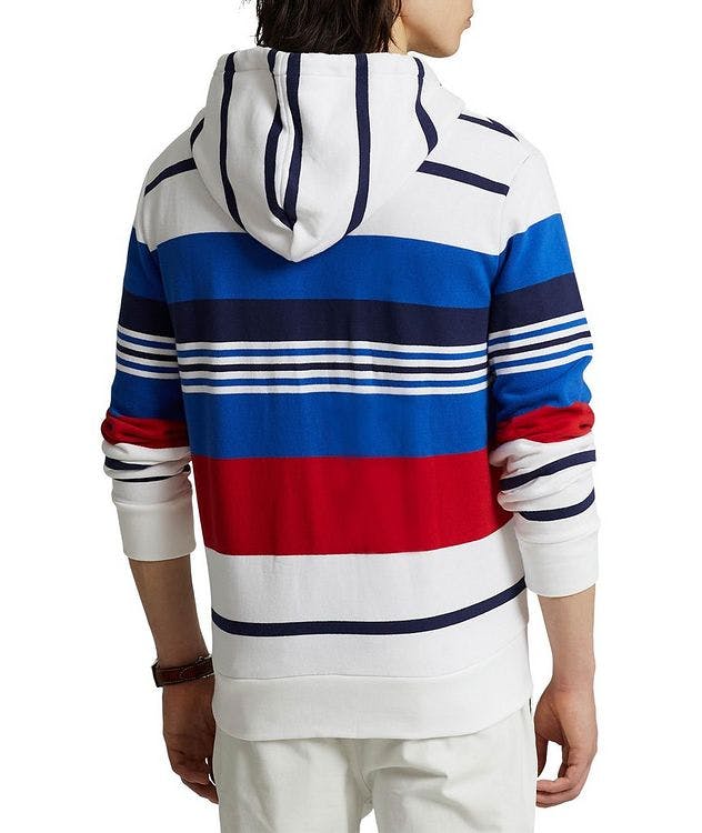 Striped Cotton-Blend Full-Zip Drawstring Hoodie picture 3