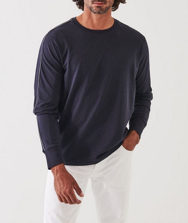 Stretch-Cotton Pipped Long Sleeve T-shirt  picture 1