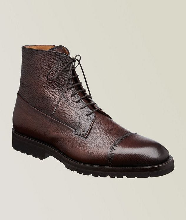 Pebbled Leather Cap-Toe Lug Boot picture 1