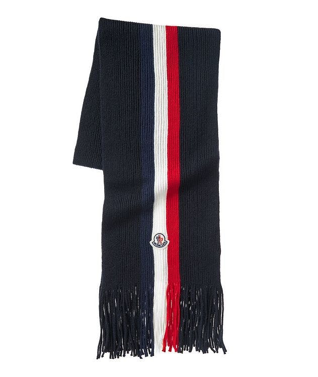 Wool Ribbed Striped Logo Scarf picture 1