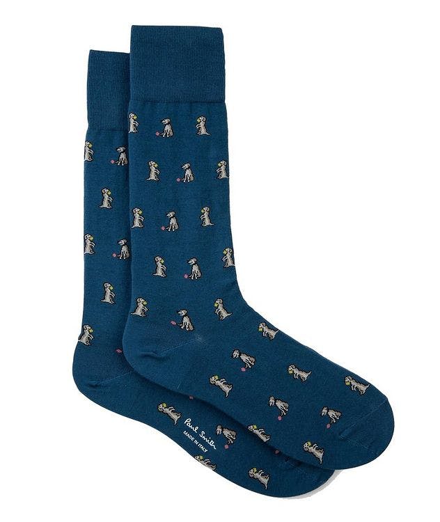 Printed Dog Motif Stretch-Cotton Socks picture 1