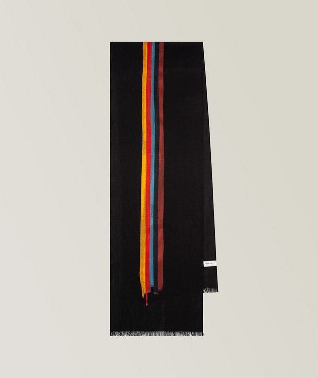 Painted Stripe Wool-Silk Scarf picture 1