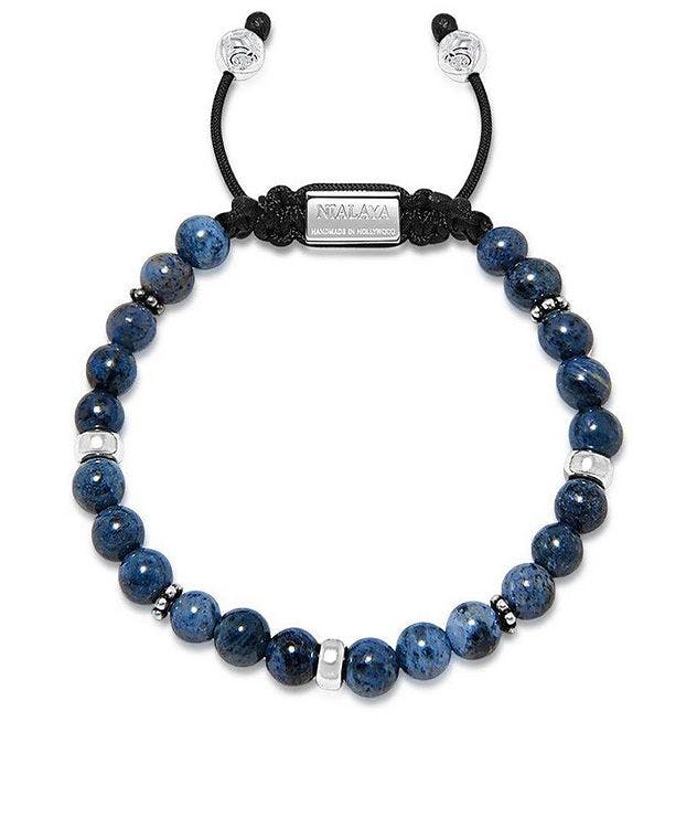  Blue Dumortierite & Silver Beaded Bracelet picture 1