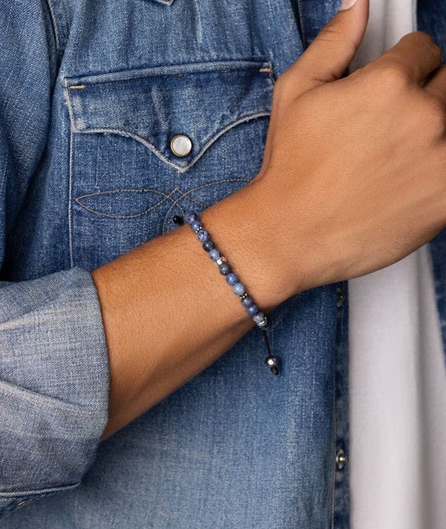 Blue Dumortierite & Silver Beaded Bracelet picture 2