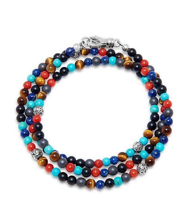 Turquoise, Red Glass Beads, Blue Lapis, Hematite and Onyx Bracelet picture 1