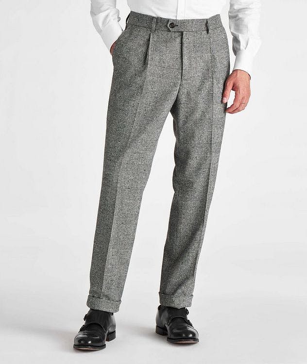Pleated Wool-Cashmere Glen Plaid Dress Pants picture 3
