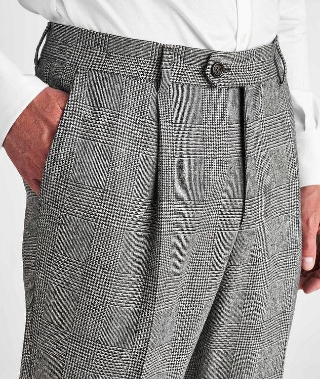 Pleated Wool-Cashmere Glen Plaid Dress Pants picture 5