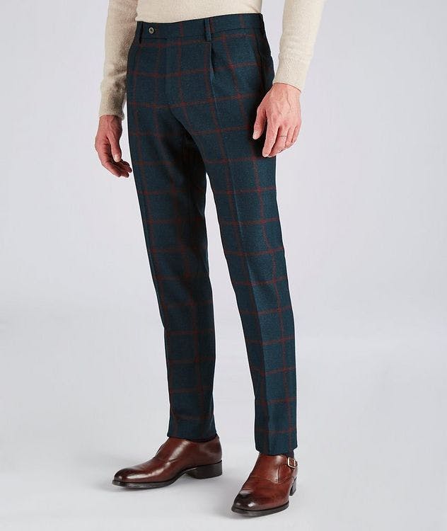 Morello Pleated Windowpane Patterned Wool Pants  picture 2