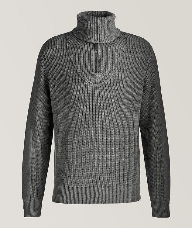 Half-Zip Cotton-Cashmere Ribbed Knit Sweater picture 1