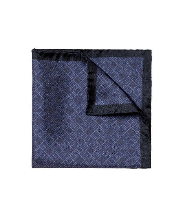 Navy Blue 70's-inspired Print Silk Pocket Square picture 1