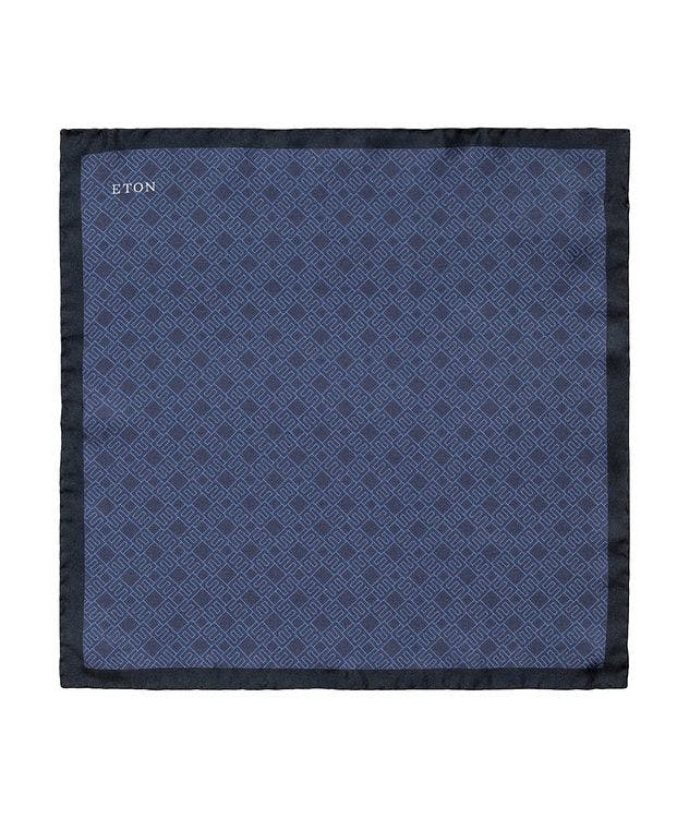 Navy Blue 70's-inspired Print Silk Pocket Square picture 2