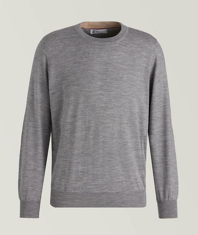 Elbow Patch Wool-Cashmere Crew Neck Sweater picture 1