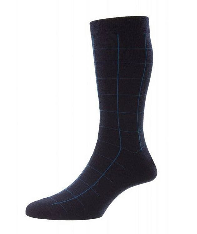Westleigh Merino Wool-Blend Windowpane Socks picture 1