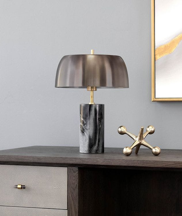 Aludra Table Lamp - Grey Marble - Antique Silver picture 2