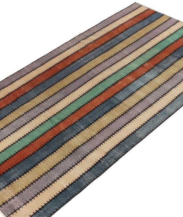1960s Vintage Distressed Striped Pattern Rug picture 2