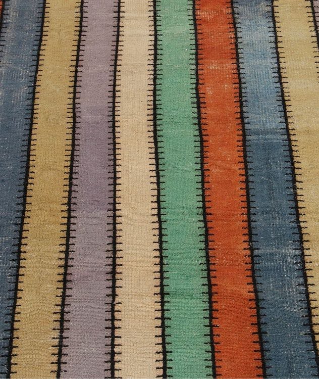 1960s Vintage Distressed Striped Pattern Rug picture 4