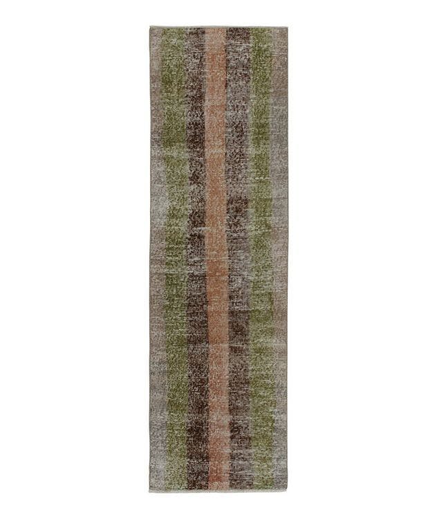 1960s Vintage Distressed Runner in Rust, Beige-Brown and Green Stripes picture 1