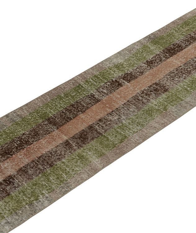 1960s Vintage Distressed Runner in Rust, Beige-Brown and Green Stripes picture 2
