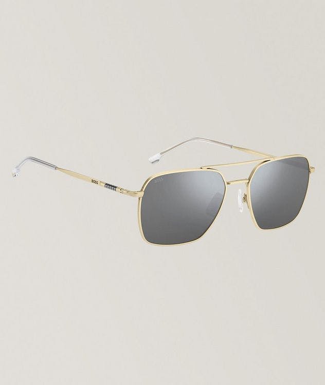 Hugo Boss Matt Gold Sunglasses With Silver Mirror Lenses  picture 2
