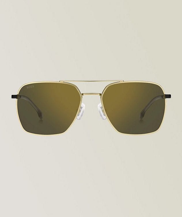 Hugo Boss Gold Black Sunglasses With Grey Mirrored Lenses  picture 1