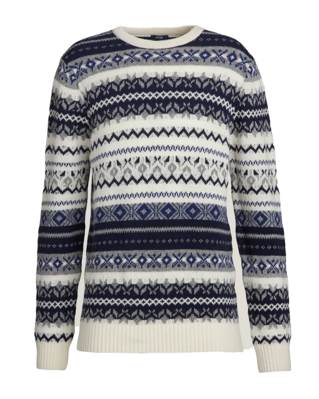 Pull tricoté vintage à motif Benson Chester : Coupe classique, col rond, tricot côtelé